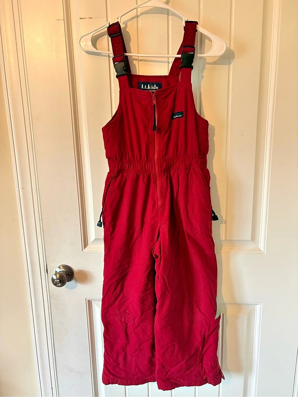 L.L.Bean LL.kids Insulated Snow Bib Overalls Red Small (8)